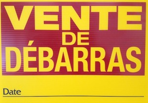 Vente de débarras pancarte